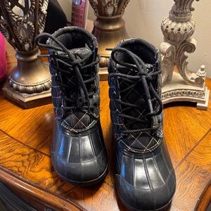 SPERRY Girls Black Quilted Snow Boots